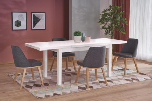 MASA DINING EXTENSIBILA TIAGO 2, ALBA, 140/220 CM, BLAT DIN MDF SI PICIOARE DIN MDF LAMINAT, STIL CLASIC