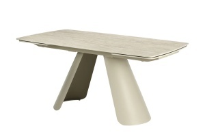 MASA DINING EXTENSIBILA VOGUE 160-240CM, REALIZATA DIN CADRUL METALIC SI BLAT CERAMIC, CULOARE BEJ/SAMPANIE, INVICTA INTERIOR