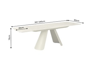 MASA DINING EXTENSIBILA VOGUE 160-240CM, REALIZATA DIN CADRUL METALIC SI BLAT CERAMIC, CULOARE BEJ/SAMPANIE, INVICTA INTERIOR - Img 11