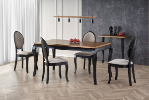 MASA DINING EXTENSIBILA WINDSOR, STEJAR INCHIS/NEGRU, 160/240 CM, BLAT DIN MDF SI PICIOARE DIN LEMN MASIV, STIL CLASIC - Img 2