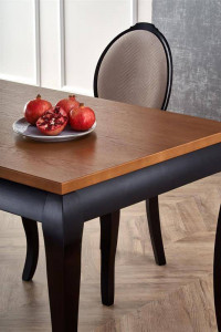 MASA DINING EXTENSIBILA WINDSOR, STEJAR INCHIS/NEGRU, 160/240 CM, BLAT DIN MDF SI PICIOARE DIN LEMN MASIV, STIL CLASIC - Img 8