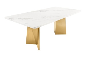 MASA DINING, EXTRAVAGANCIA 200CM, BLAT DIN MARMURA ALBA SI PICIOARE METAL, ARTIM GROUP SELECTION - Img 11
