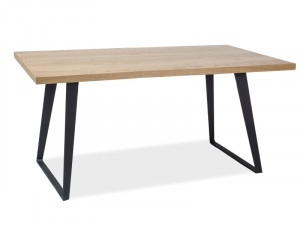 MASA DINING FALCON, 150 CM, STEJAR/NEGRU, BLAT DIN FURNIR NATURAL SI PICIOARE DIN METAL, STIL MODERN - Img 2