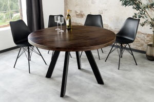 MASA DINING IRON CRAFT 120CM, ROTUNDA, DIN LEMN DE MANGO SI PICIOARE DE METAL, CULOARE TAUPE, ARTIM GROUP SELECTION