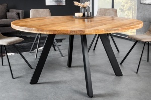 MASA DINING IRON CRAFT 140CM, ROTUNDA, DIN LEMN DE MANGO SI PICIOARE DE METAL, CULOARE NATUR, ARTIM GROUP SELECTION