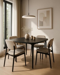 MASA DINING LAMINAR 120, NEAGRA, CONFECTIONATA DIN LEMN MASIV DE MANGO, STIL MODERN