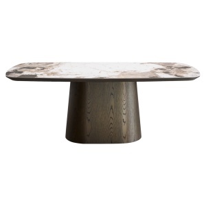 MASA DINING LANGFORD, 200CM, LEMN, MDF, FURNIR, LEMN RECICLAT SI CERAMICA, MARO, STIL MODERN - Img 4