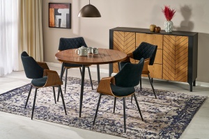 MASA DINING/LIVING BARRY fi105/75, NUC/NEGRU, BLAT DIN PLACA DE MDF SI PICIOR DIN METAL, STIL MODERN