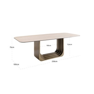 MASA DINING MAXFIELD 230cm, REALIZATA DIN METAL, STICLA SI CERAMICA, CULOARE BEJ, STIL MODERN, RICHMOND - Img 4