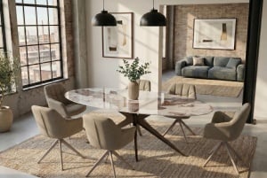 MASA DINING OVALA, PANDORA 220CM, REALIZATA DIN CERAMICA SI METAL, CULOARE MARMURA/BRONZ, INVICTA INTERIOR - Img 2