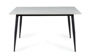 MASA DINING RION, 160 CM, EFECT DE MARMURA ALBA/NEGRU MAT, BLAT DIN CERAMICA SI PICIOARE DIN METAL, STIL MODERN - Img 5