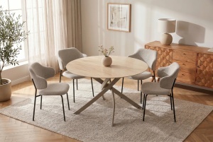 MASA DINING ROTUNDA, ALPINE 120CM, REALIZAT DIN CERAMICA SI METAL, CULOARE GRI SAMPANIE, INVICTA INTERIOR - Img 7