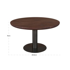 MASA DINING ROTUNDA BALDWIN 130cm, REALIZATA DIN LEMN DE MANGO SI METAL, CULOARE MARO, STIL MODERN - Img 5