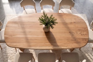 MASA DINING SCULPTURA, OVALA 240CM, REALIZATA DIN LEMN DE SALCAM, CULOARE NATUR - Img 9