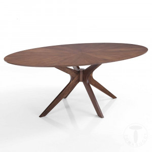 MASA ELEGANTA ROTUNDA DIN LEMN 190CM, TALLIN, COD 3997, STIL MODERN, REALIZATA DIN LEMN MASIV SI MDF - Img 2