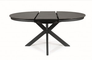 MASA EXTENSIBILA, 120/160 CM, GRI INCHIS/NEGRU MAT, DIN STICLA SECURIZATA, CERAMICA SI METAL, STIL MODERN - Img 8