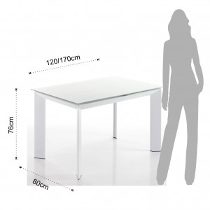 MASA EXTENSIBILA 120/170CM, BLADE 120 ALB, COD 2439, STIL MODERN, REALIZATA DIN METAL SI STICLA - Img 5