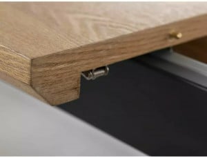 MASA EXTENSIBILA 160/200 CM, STEJAR/NEGRU MAT, BLAT DIN MDF SI PICIOARE DIN METAL, STIL MODERN - Img 6