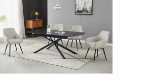 MASA EXTENSIBILA 180(220)X90, VECTOR, NEGRU MAT, CU BLAT DIN CERAMICA, STIL MODERN - Img 1