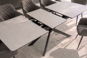 MASA EXTENSIBILA ALPINE 160-200CM, REALIZATA DIN METAL SI BLAT MDF SI CERAMICA, DE CULOARE GRI TAUPE - Img 2