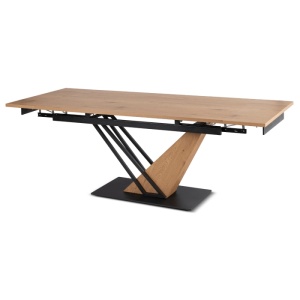 MASA EXTENSIBILA DE DINING REX 160/220CM, REALIZAT DIN METAL SI BLAT MDF, CULOARE STEJAR/NEGRU, ARTIM MEBLE