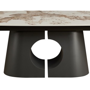 Masă extensibilă de mari dimensiuni Onice din marmură, ceramică, onix, marmură, bază metalică gri mat lucioasă, H.75 A.100 L.200/250/300 cm - Img 6