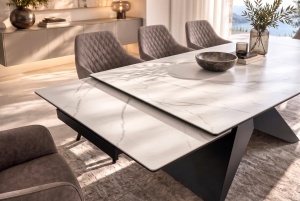MASA EXTENSIBILA DINING DIAMOND 180/220/260CM, REALIZATA DIN METAL SI CERAMICA, CU ASPECT DE MARMURA SI CULOARE NEAGRA - Img 10