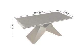 MASA EXTENSIBILA DINING DIAMOND 180/220/260CM, REALIZATA DIN METAL SI CERAMICA, CU ASPECT DE MARMURA RUGINIU SI CULOARE BRONZ - Img 2