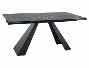 MASA EXTENSIBILA DINING, EFECT DE VERDE/NEGRU, 160/240 CM, STICLA, CERAMICA ITALIANA SI METAL, STIL MODERN - Img 3