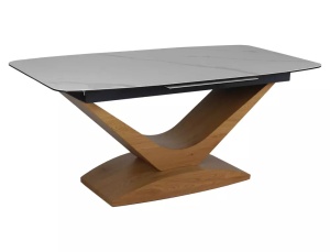 MASA EXTENSIBILA DOLCE, 180/240 CM, ALB VENATO/STEJAR, DIN STICLA SECURIZATA, CERAMICA - Img 7