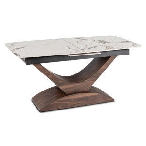 MASA EXTENSIBILA DOLCE, ARTIM MEBLE 160/200CM, BLAT DIN CERAMICA SI FURNIR, CULOARE MARMURA ALBA/NUC, STIL MODERN - Img 11