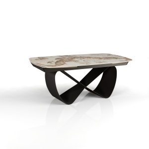 Masă extensibilă Infinity Onice din marmură, ceramică, onix, marmură, bază metalică gri mat lucioasă, H.75 A.100 L.200/250/300 cm - Img 3