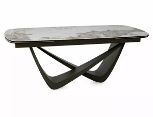 MASA EXTENSIBILA, MARANELLO 200/290CM, ALB LUCIOS/CUPRU, BLAT DIN STICLA, CERAMICA SI METAL, STIL MODERN - Img 3