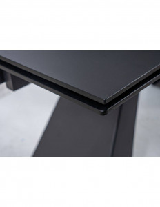 MASA EXTENSIBILA, NEGRU MAT, 160/240 CM, BLAT DIN STICLA SECURIZATA SI PICIOARE DIN METAL, STIL MODERN - Img 6