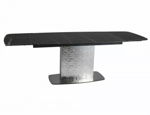 MASA EXTENSIBILA SAHARA, 160/240 CM, EFECT DE MARMURA NEAGRA/CROM, DIN CERAMICA, STICLA SI METAL, STIL MODERN - Img 2