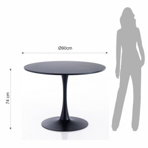 MASA LIVING 90CM, KYOTO NEAGRA, DIN METAL SI MDF LACUIT, DESIGN MODERN - Img 5