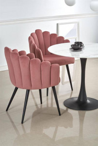 MASA LIVING AMBROSIO, CU EFECT DE MARMURA ALB/NEGRU, 90 CM, BLAT DIN STICLA SI PICIOR DIN METAL, STIL MODERN - Img 2