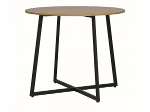 MASA LIVING/DINING LUNA, 90 CM, STEJAR/NEGRU MAT, BLAT DIN PAL LAMINAT SI PICIOARE DIN METAL, STIL MODERN