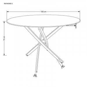 MASA LIVING RAYMOND 2, EFECT DE MARMURA ALBA/AURIU, 100 CM, BLAT DIN STICLA SI PICIOARE DIN METAL, STIL MODERN - Img 2