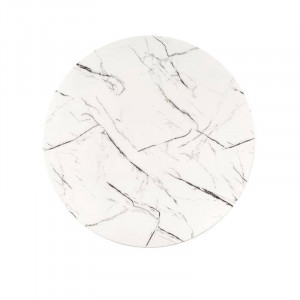 MASA LIVING RAYMOND 2, EFECT DE MARMURA ALBA/AURIU, 100 CM, BLAT DIN STICLA SI PICIOARE DIN METAL, STIL MODERN - Img 8