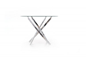 MASA LIVING RAYMOND, TRANSPARENT/CROM, 100 CM, BLAT DIN STICLA SI PICIOARE DIN METAL, STIL MODERN, HALMAR - Img 6