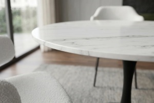 MASA ROTUNDA PENTRU LIVING LYON 80CM, DIN METAL SI CERAMICA, CULOARE ALB/NEGRU, INVICTA INTERIOR - Img 5