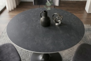 MASA ROTUNDA PENTRU LIVING LYON 80CM, DIN METAL SI CERAMICA, CULOARE GRI/NEGRU, INVICTA INTERIOR - Img 3