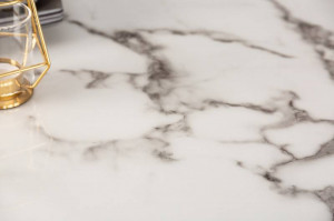 MASA STIL MODERN 140CM , PARIS, COD 41881, BLAT STICLA SI METAL - Img 3