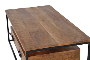 MASUTA CAFEA SIGLO 120CM, REALIZATA DIN LEMN DE MANGO SI METAL, CULOARE NATUR/NEGRU, GINER Y COLOMER - Img 4