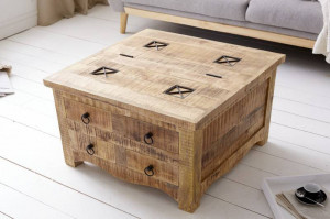 MASUTA DE CAFEA 70CM, IRON CRAFT, LEMN MASIV DE MANGO, STIL RUSTIC UNICAT - Img 5