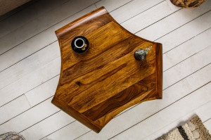 MASUTA DE CAFEA 90CM, SPIN, DIN LEMN DE TRANDAFIR SI PICIOARE DIN METAL - Img 2