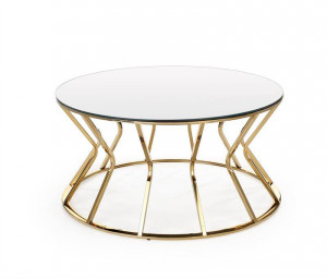 MASUTA DE CAFEA AFINA, OGLINDA/AURIU, DIN STICLA SI METAL, STIL MODERN, HALMAR - Img 2
