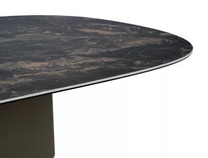MASUTA DE CAFEA BELLO A, 120CM, NEGRU LUCIOS/CUPRU, BLAT DIN STICLA, CERAMICA SI METAL, STIL MODERN - Img 7