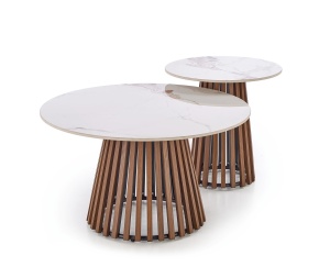MASUTA DE CAFEA CARINA, 80 CM, EFECT DE MARMURA BEJ/NUC, DIN MDF SINTERIZAT/FURNIRUIT, STIL MODERN - Img 6